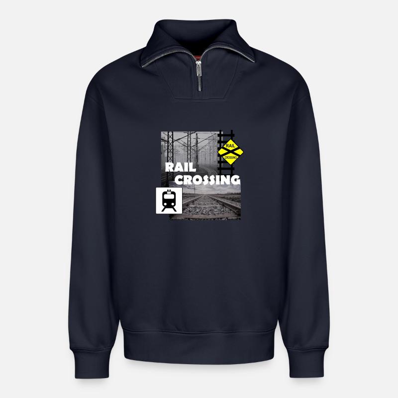 RAIL CROSSING - Relaxed Unisex Organic Half Zip Sweatshirt – von SPREAD - Navy