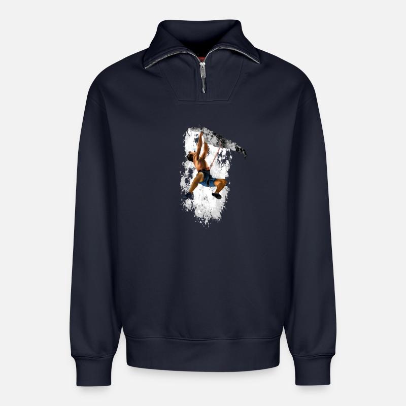 Kletterer - Relaxed Unisex Organic Half Zip Sweatshirt – von SPREAD - Navy