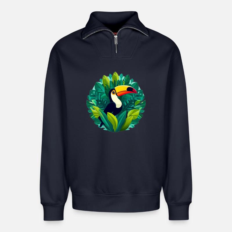 Tukan - Relaxed Unisex Organic Half Zip Sweatshirt – von SPREAD - Navy