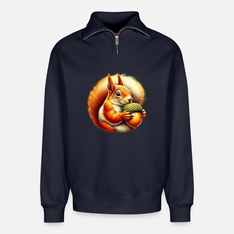 Eichhörnchen - Relaxed Unisex Organic Half Zip Sweatshirt – von SPREAD - Navy
