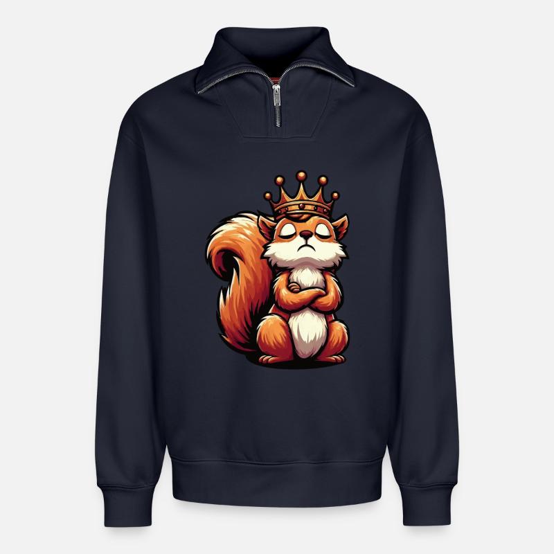 Squirrel Squirrel Squirrel Lover Rodent - Relaxed Unisex Organic Half Zip Sweatshirt – by SPREAD - navy