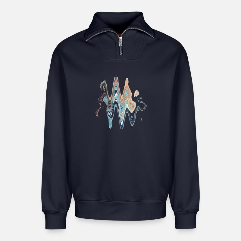 Design retro 20 - Relaxed Unisex Organic Half Zip Sweatshirt – von SPREAD - Navy