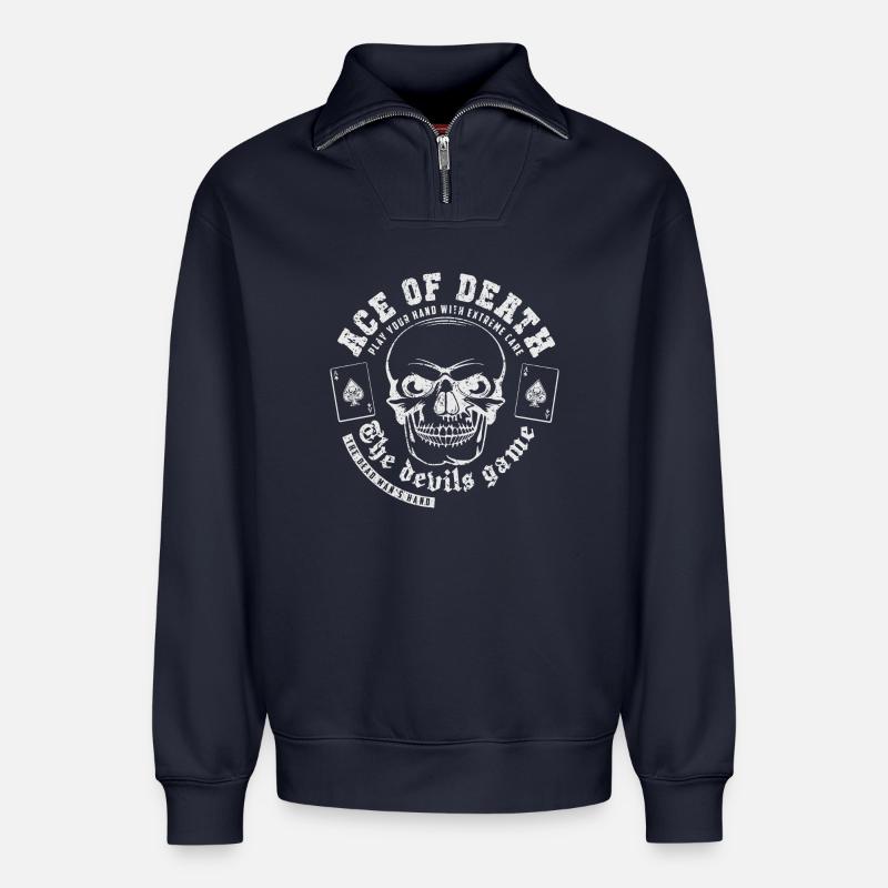Ass des Todes weiß - Relaxed Unisex Organic Half Zip Sweatshirt – von SPREAD - Navy