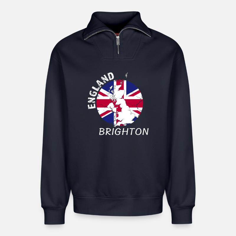 Brighton - Sweat unisexe décontracté en coton biologique à demi-zip – de SPREAD - bleu marine