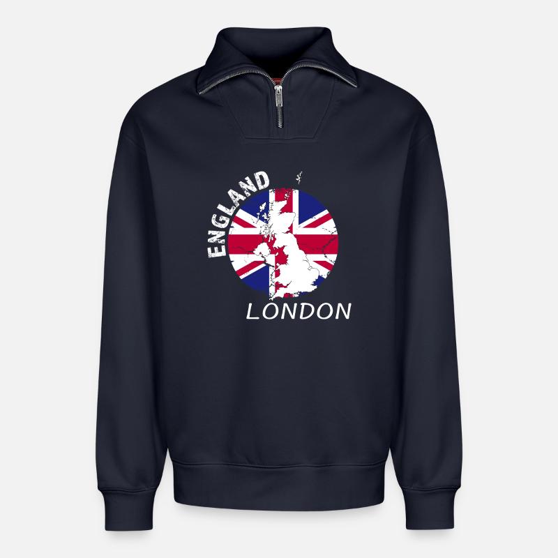 London - Relaxed Unisex Organic Half Zip Sweatshirt – by SPREAD - navy