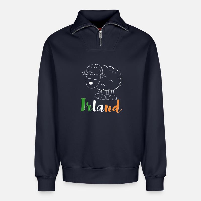 Irland Schaf (bunte Version) - Relaxed Unisex Organic Half Zip Sweatshirt – von SPREAD - Navy