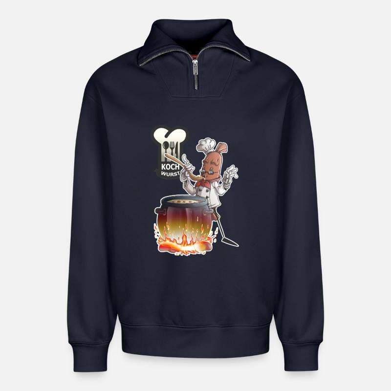Kochwurst - Relaxed Unisex Organic Half Zip Sweatshirt – von SPREAD - Navy