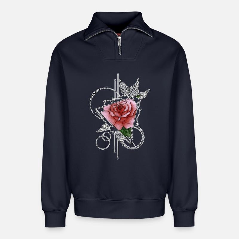 tattoo - Relaxed Unisex Organic Half Zip Sweatshirt – von SPREAD - Navy