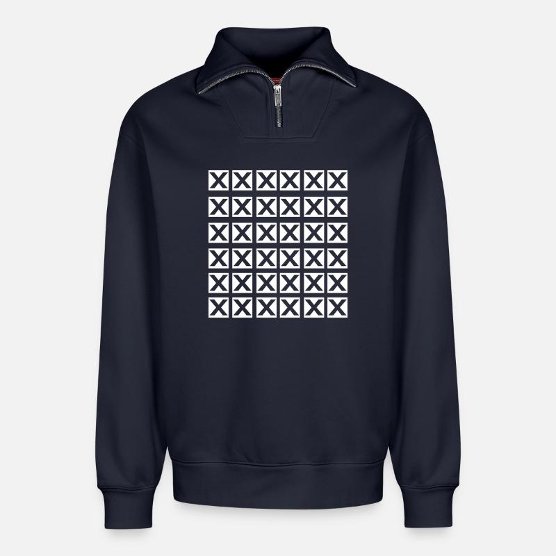 X grid cool design - Relaxed Unisex Organic Half Zip Sweatshirt – by SPREAD - navy