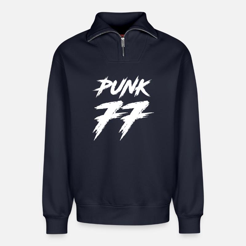 PUNK - Relaxed Unisex Organic Half Zip Sweatshirt – by SPREAD - navy