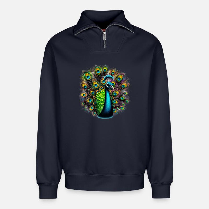 Peacock - Relaxed Unisex Organic Half Zip Sweatshirt – by SPREAD - navy
