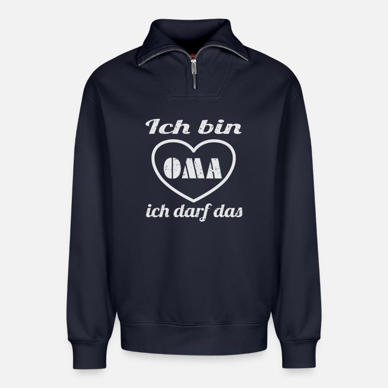 Herz Oma - Relaxed Unisex Organic Half Zip Sweatshirt – von SPREAD - Navy