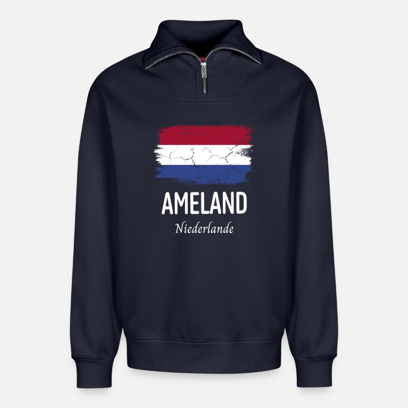 Ameland - Relaxed Unisex Organic Half Zip Sweatshirt – by SPREAD - navy