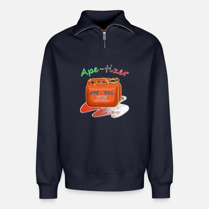 Astuce APE-rol APE-tizer - Sweat unisexe décontracté en coton biologique à demi-zip – de SPREAD - bleu marine