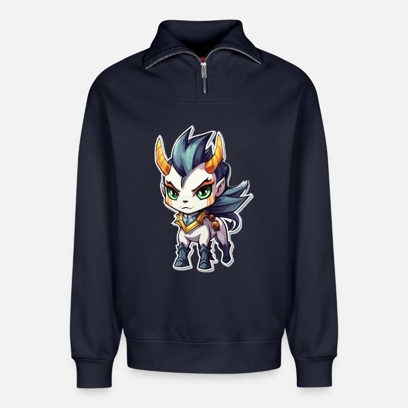 Chibi Dämonenpferd - Relaxed Unisex Organic Half Zip Sweatshirt – von SPREAD - Navy