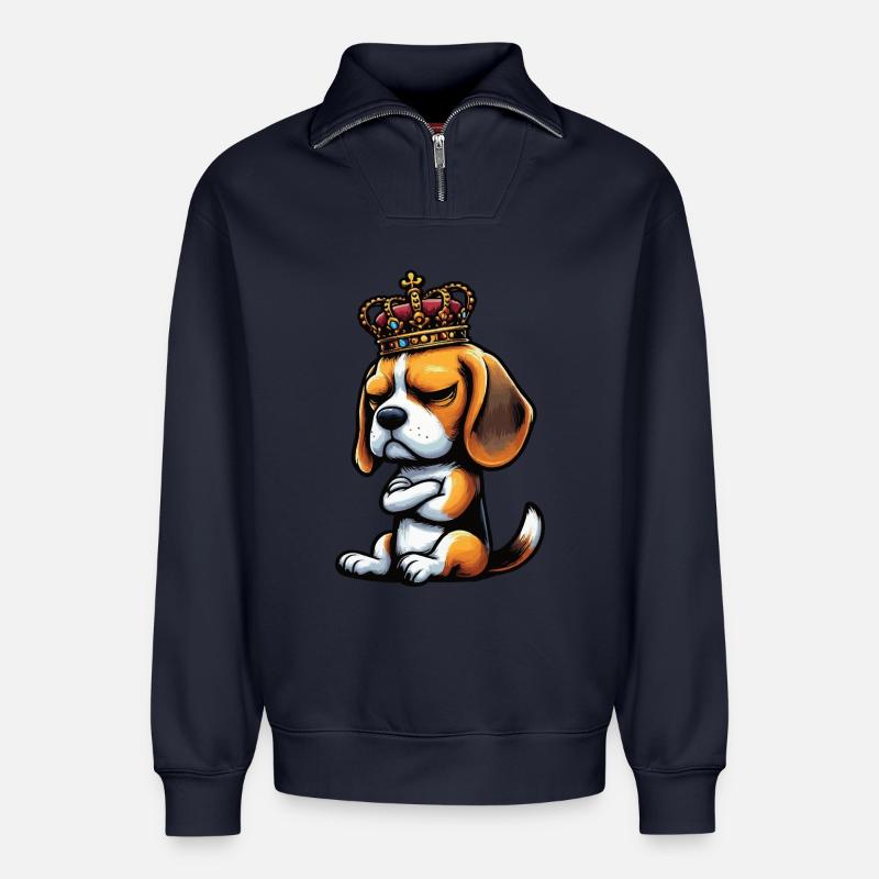 Beagle Beaglebesitzer Beaglehalter beaglehund - Relaxed Unisex Organic Half Zip Sweatshirt – von SPREAD - Navy