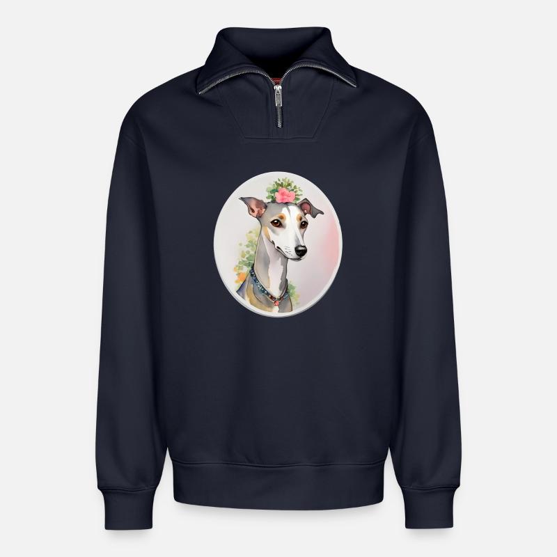 Whippet - Relaxed Unisex Organic Half Zip Sweatshirt – von SPREAD - Navy