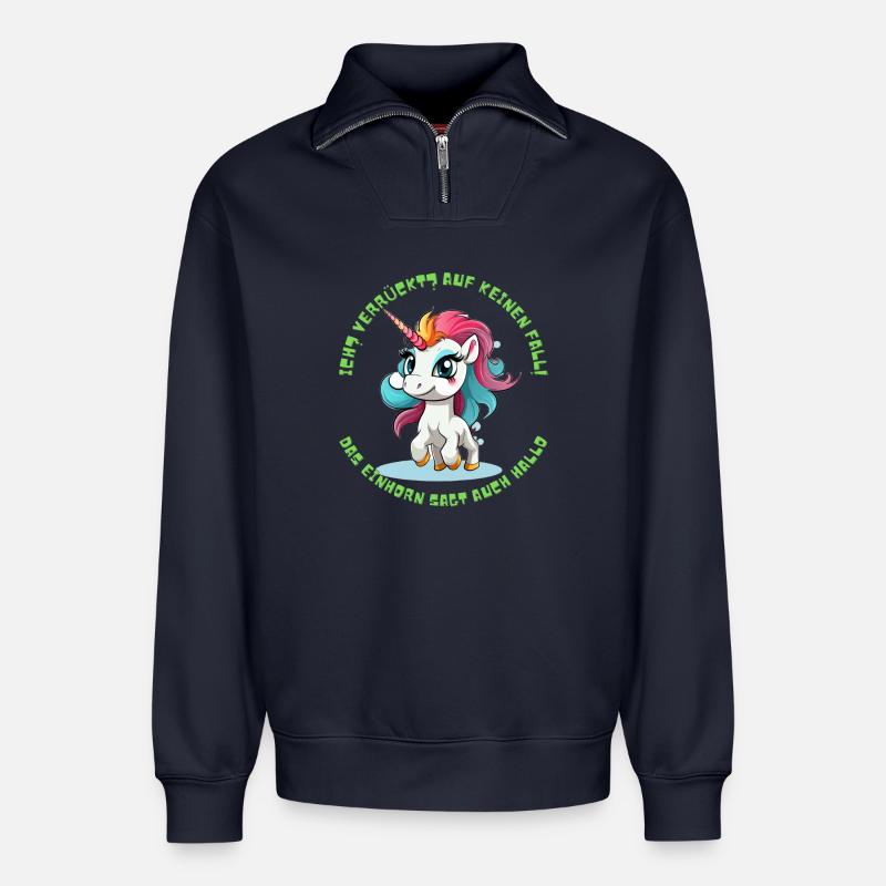 Niedlicher Einhorn Spruch - Relaxed Unisex Organic Half Zip Sweatshirt – von SPREAD - Navy