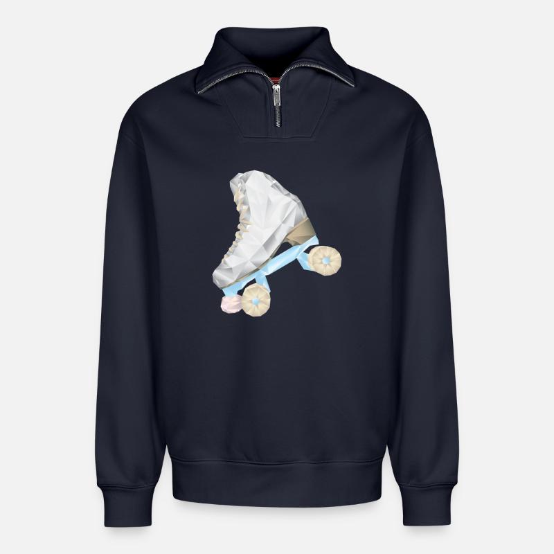 patin a roulette roller - Sweat unisexe décontracté en coton biologique à demi-zip – de SPREAD - bleu marine