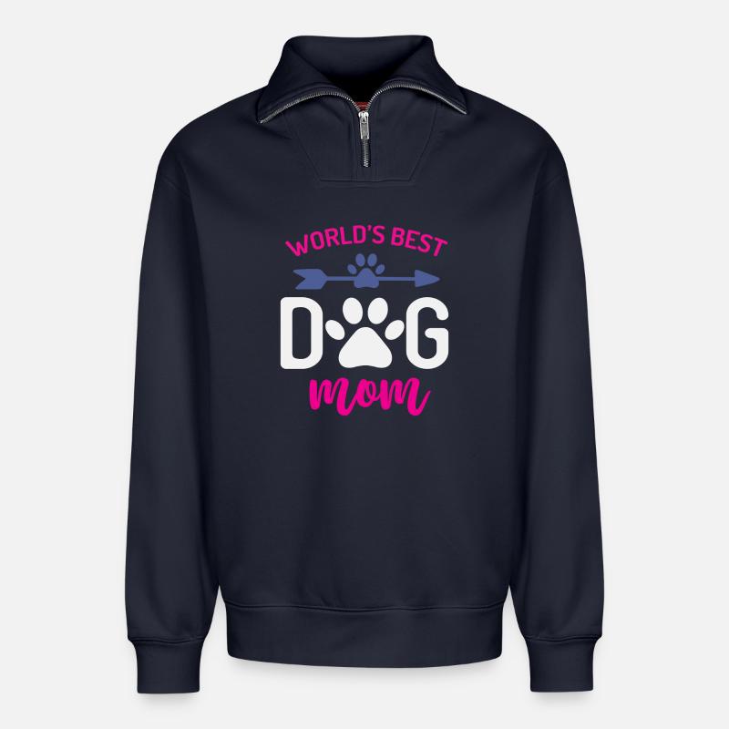 Die beste Hundemutter der Welt - Relaxed Unisex Organic Half Zip Sweatshirt – von SPREAD - Navy