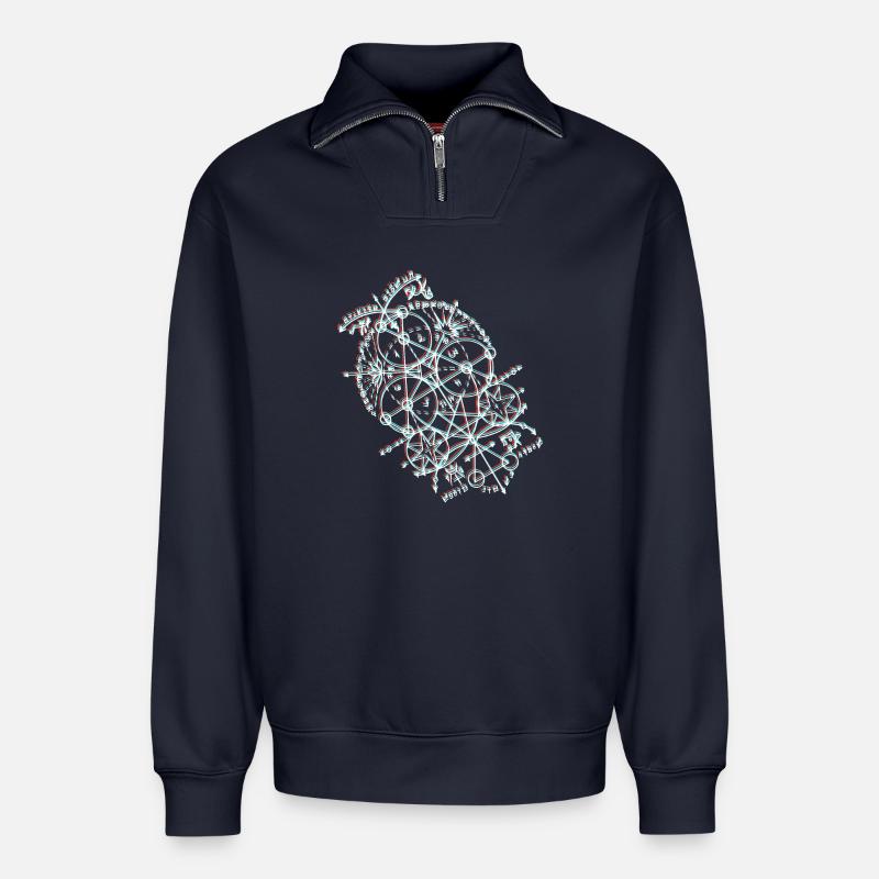 Anaglyphische geometrische Bahn - Relaxed Unisex Organic Half Zip Sweatshirt – von SPREAD - Navy