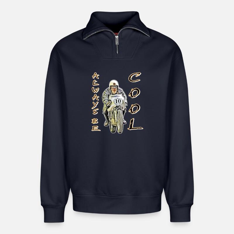 always be cool - Relaxed Unisex Organic Half Zip Sweatshirt – von SPREAD - Navy