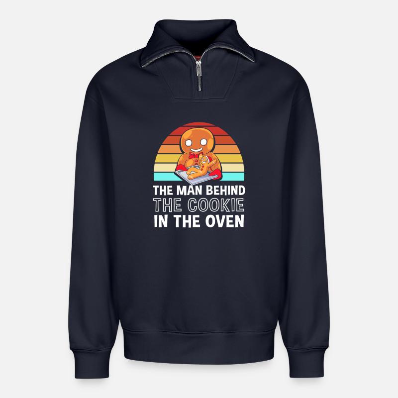 Werdender Papa werdende Väter - Relaxed Unisex Organic Half Zip Sweatshirt – von SPREAD - Navy