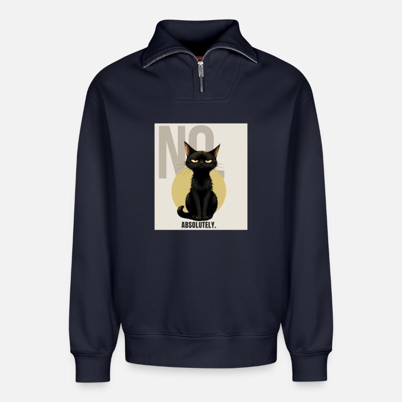 NO Sarcastic Black Cat Design - Relaxed Unisex Organic Half Zip Sweatshirt – von SPREAD - Navy