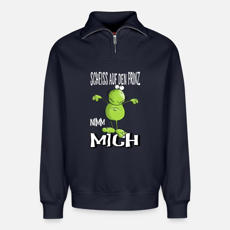 Nimm mich - Relaxed Unisex Organic Half Zip Sweatshirt – von SPREAD - Navy