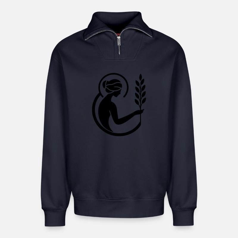 Vierge - Sweat unisexe décontracté en coton biologique à demi-zip – de SPREAD - bleu marine