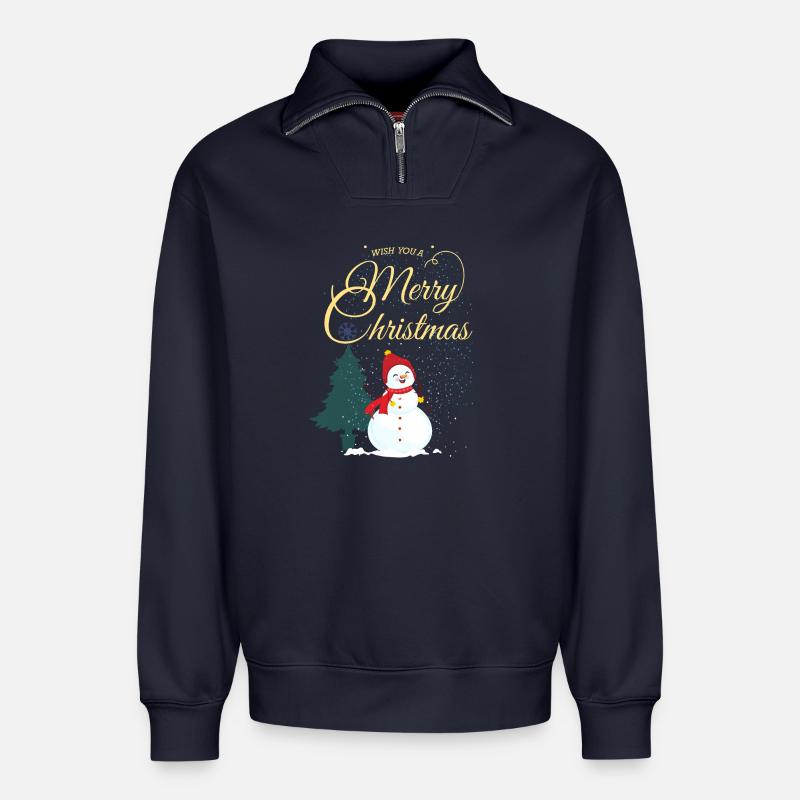Maria Weihnachten - Relaxed Unisex Organic Half Zip Sweatshirt – von SPREAD - Navy