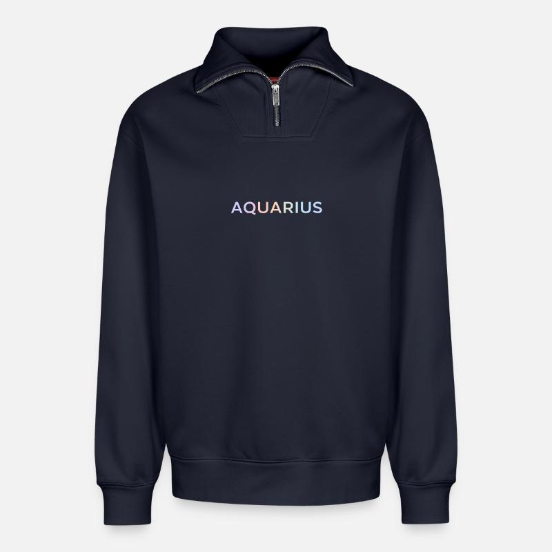 Pastell-Wassermann-Gradiententypografie - Relaxed Unisex Organic Half Zip Sweatshirt – von SPREAD - Navy