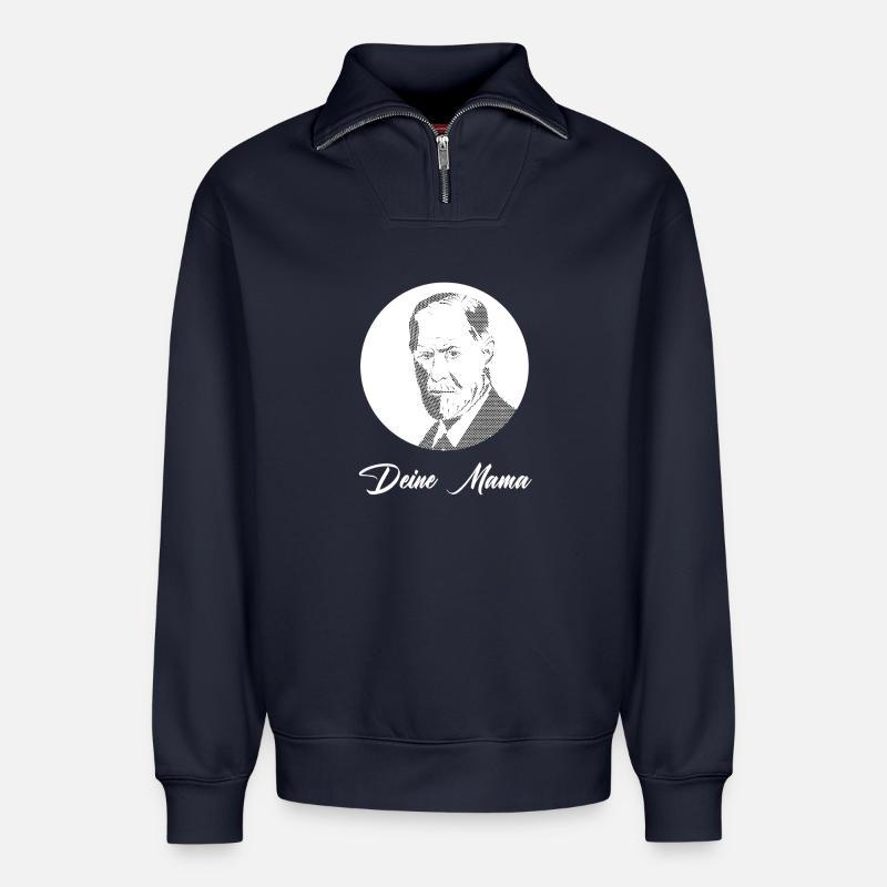 Deine Mama Freud - Relaxed Unisex Organic Half Zip Sweatshirt – von SPREAD - Navy