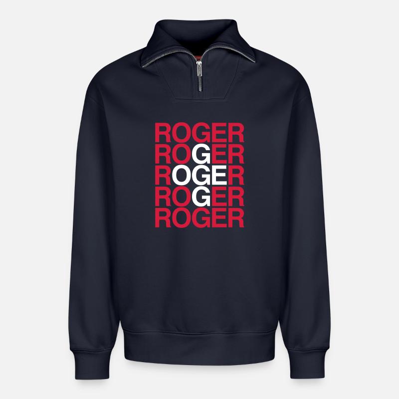 ROGER - Relaxed Unisex Organic Half Zip Sweatshirt – von SPREAD - Navy