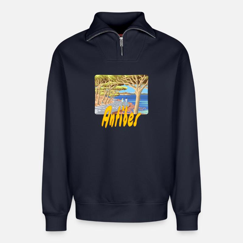 Antibes - Relaxed Unisex Organic Half Zip Sweatshirt – von SPREAD - Navy