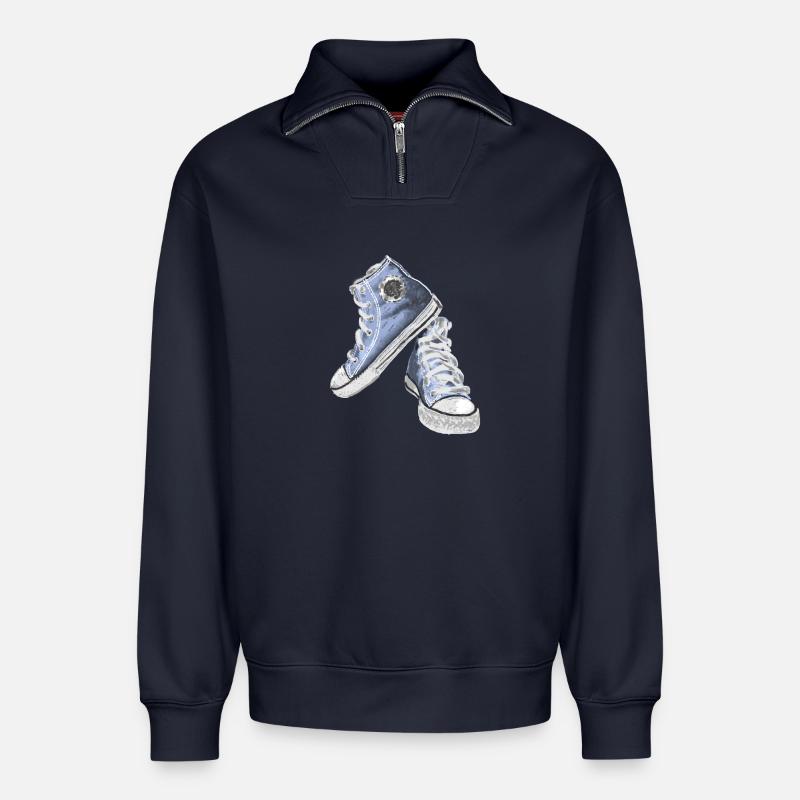 sneakers - Relaxed Unisex Organic Half Zip Sweatshirt – von SPREAD - Navy