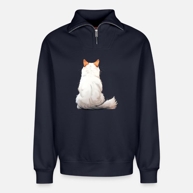 Türkischer Van - Relaxed Unisex Organic Half Zip Sweatshirt – von SPREAD - Navy