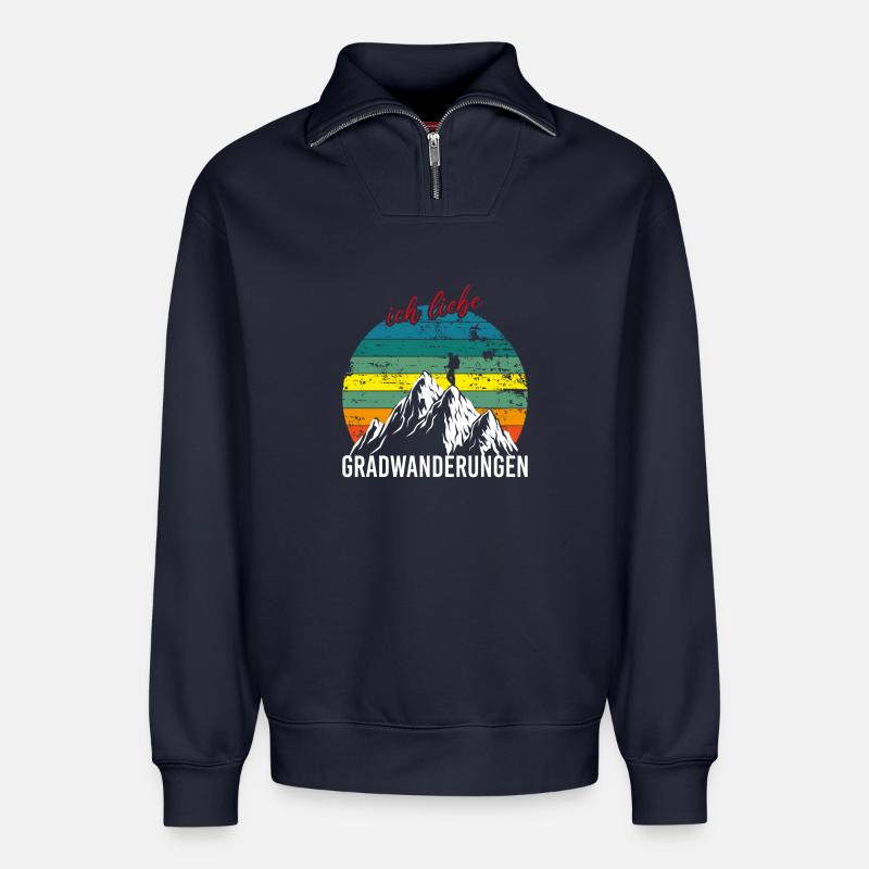 Wandern Klettern Bergsteigen - Relaxed Unisex Organic Half Zip Sweatshirt – von SPREAD - Navy