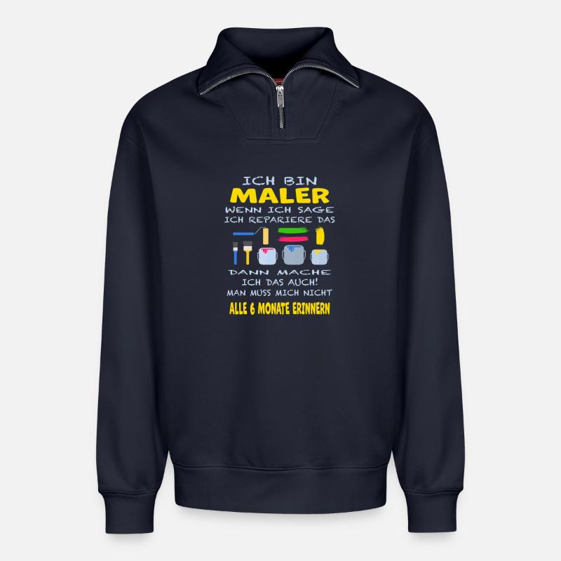 Maler Sprüche - Relaxed Unisex Organic Half Zip Sweatshirt – von SPREAD - Navy