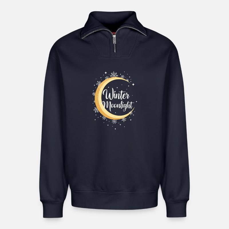 Winter Mondschein-Zauber - Relaxed Unisex Organic Half Zip Sweatshirt – von SPREAD - Navy