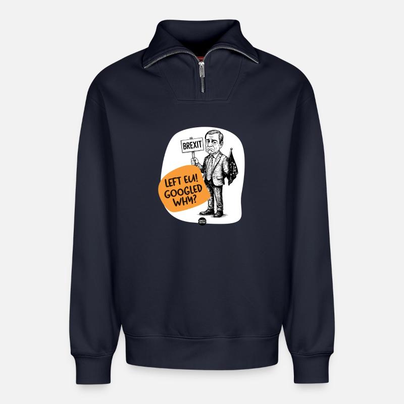 Exit-Regret-Syndrom - Relaxed Unisex Organic Half Zip Sweatshirt – von SPREAD - Navy