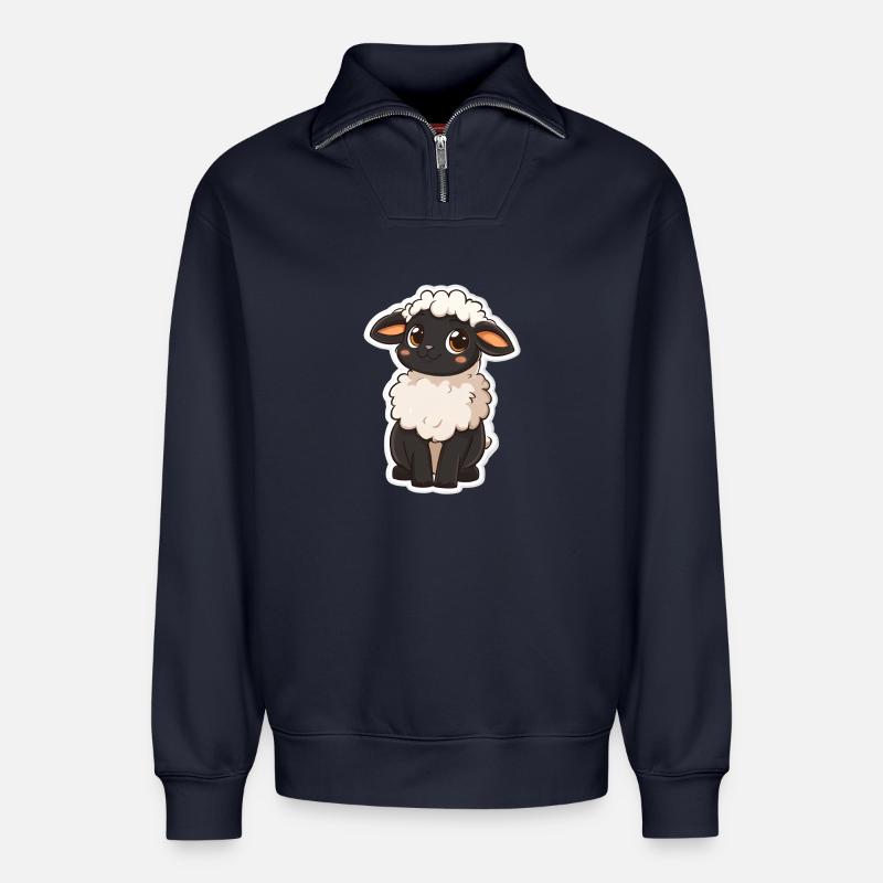 Schaf - Relaxed Unisex Organic Half Zip Sweatshirt – von SPREAD - Navy