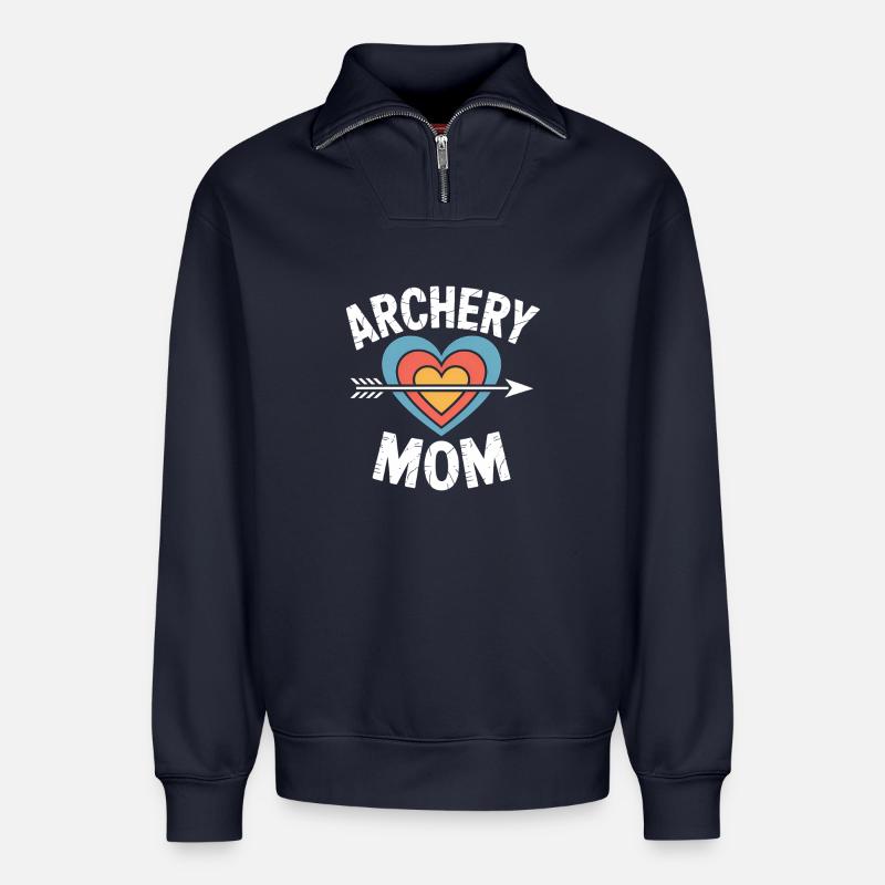 Bogenschießen Spruch Mutter Bogenschießen Geschenk - Relaxed Unisex Organic Half Zip Sweatshirt – von SPREAD - Navy