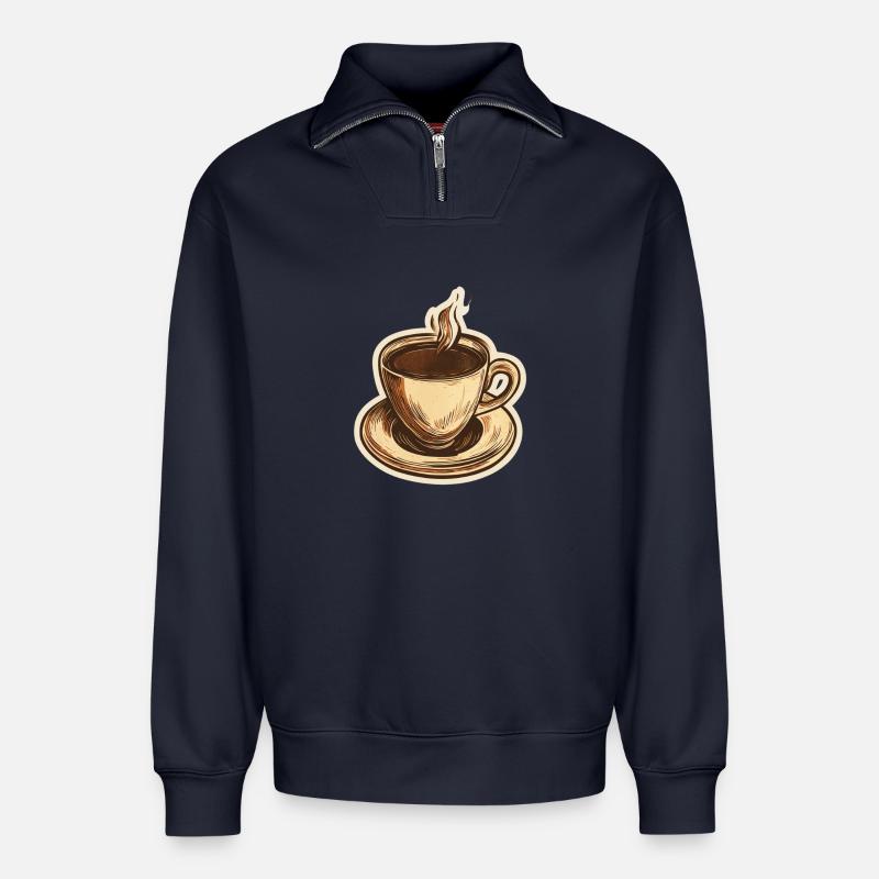 Kaffee - Relaxed Unisex Organic Half Zip Sweatshirt – von SPREAD - Navy