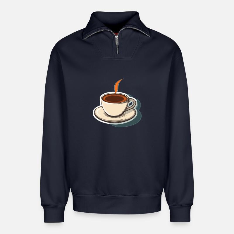Kaffee - Relaxed Unisex Organic Half Zip Sweatshirt – von SPREAD - Navy