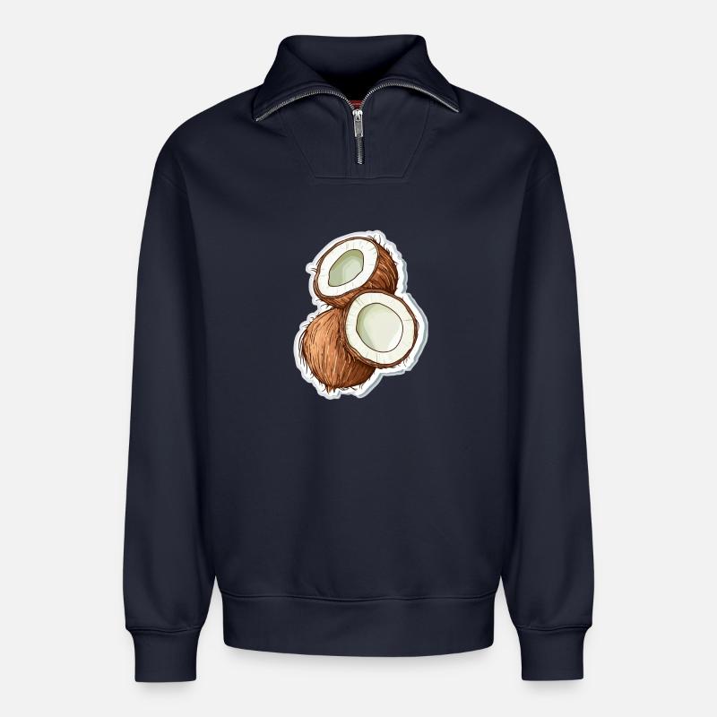 Coconut - Relaxed Unisex Organic Half Zip Sweatshirt – by SPREAD - navy