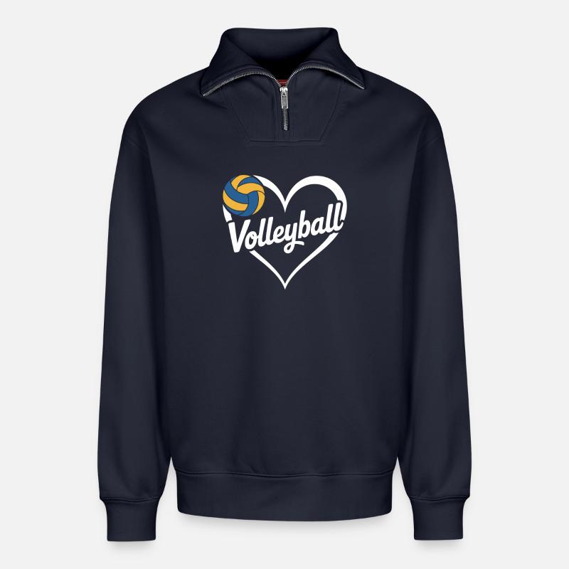Volleyball - Relaxed Unisex Organic Half Zip Sweatshirt – von SPREAD - Navy