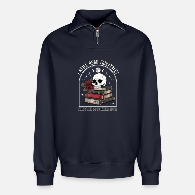 Ich lese immer noch Märchen - Relaxed Unisex Organic Half Zip Sweatshirt – von SPREAD - Navy