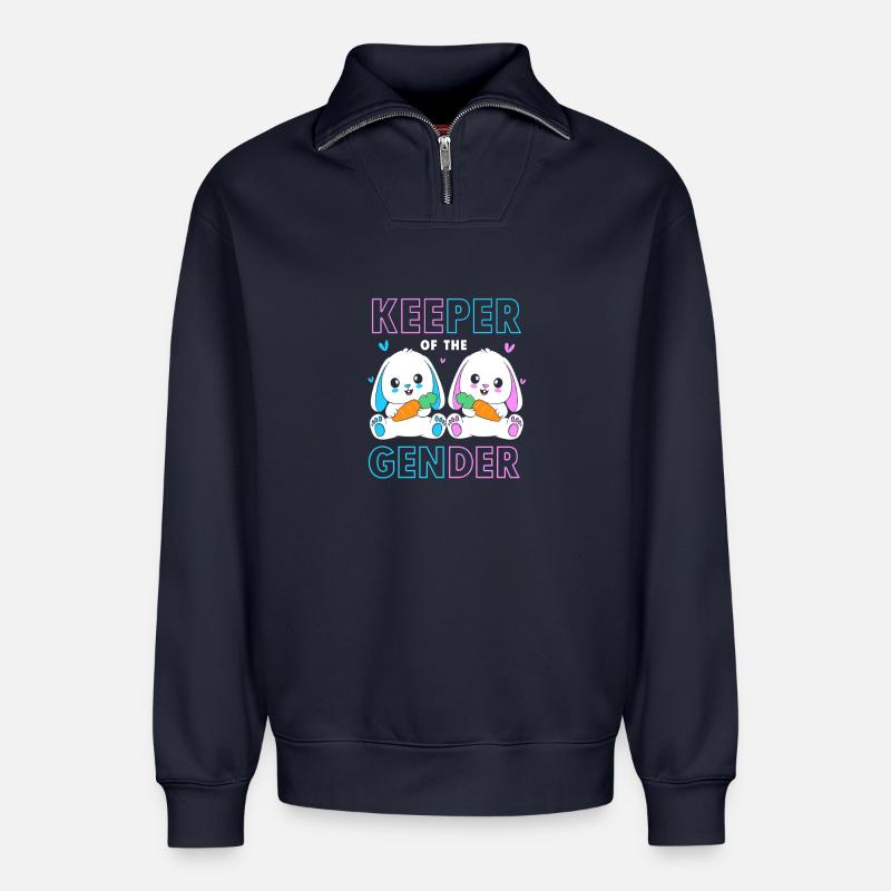 Gender Reveal Ostern Werdende Mutter - Relaxed Unisex Organic Half Zip Sweatshirt – von SPREAD - Navy