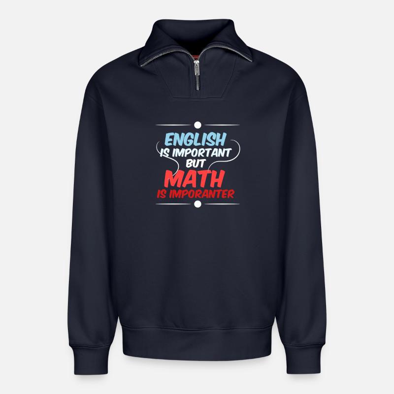 Mathematik Mathe Mathelehrer Mathematiker - Relaxed Unisex Organic Half Zip Sweatshirt – von SPREAD - Navy